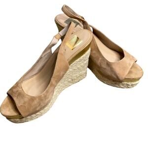 Dolce Vita Jute Suede Espadrille Peep Toe Wedge Sandals, size 10
